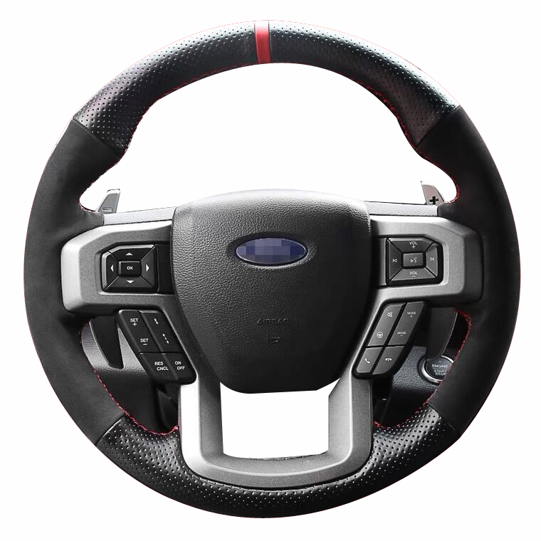 Loncky Auto Custom Fit OEM Black Genuine Leather Car Steering Wheel